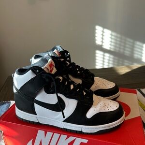 Nike Black and White Dunk High Sneakers